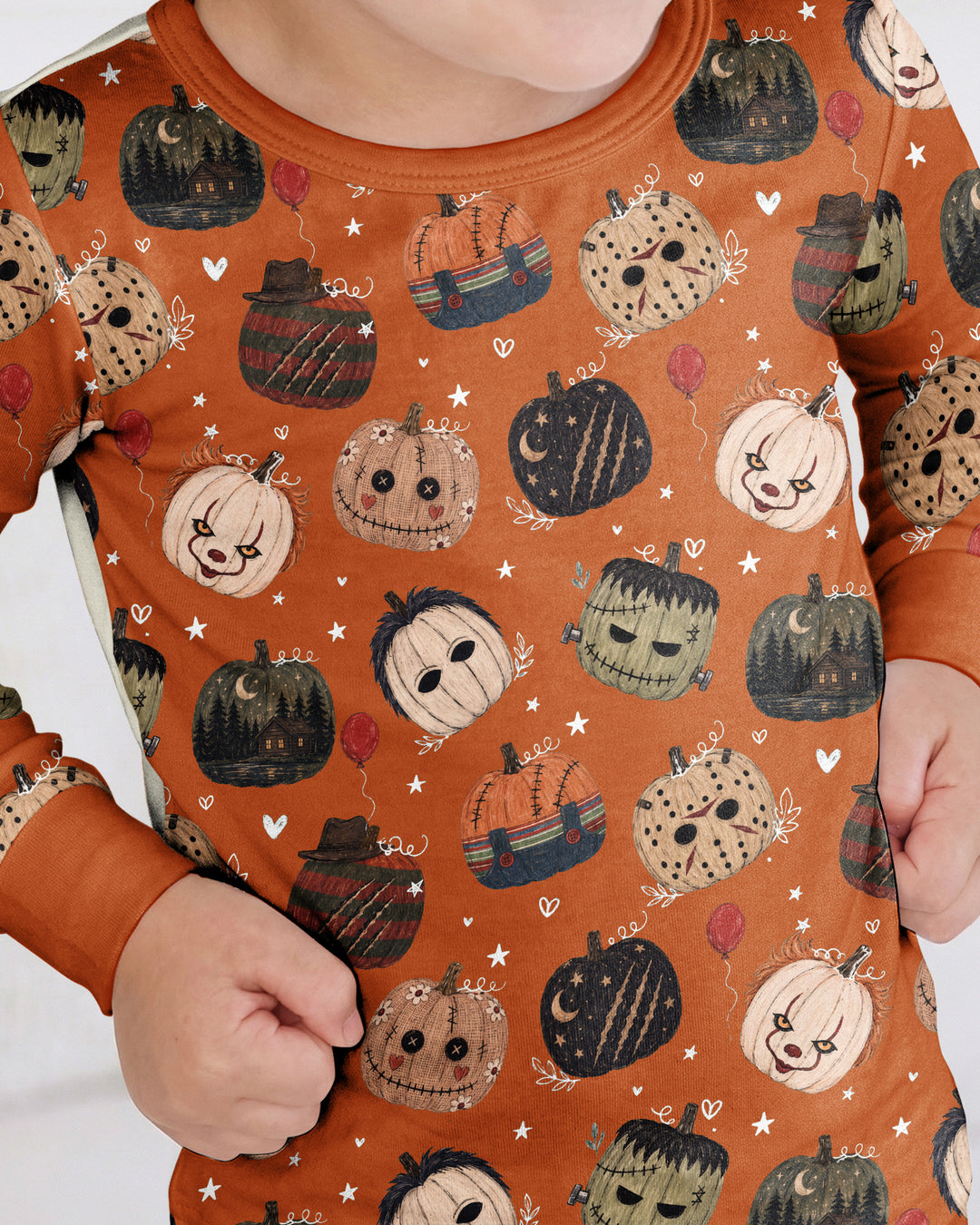 Spooky Slasher Pumpkins Bamboo Two Piece Long Sleeve Pajama Set