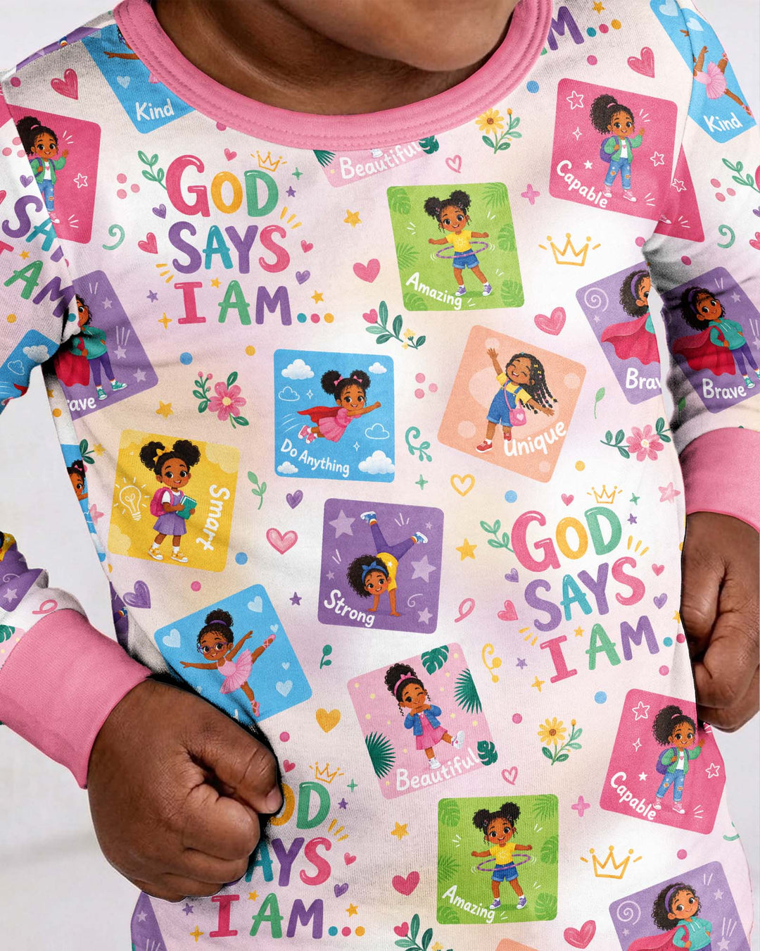 God Says I Am Black Girl Bamboo Two Piece Long Sleeve Pajama Set