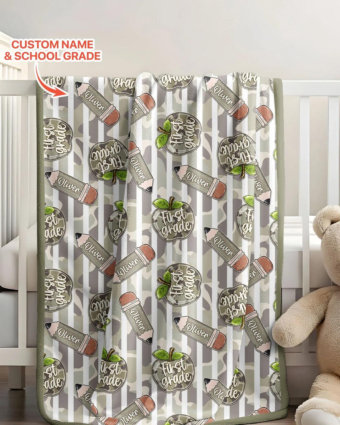 Custom Name Camo Apple Days Bamboo Blanket