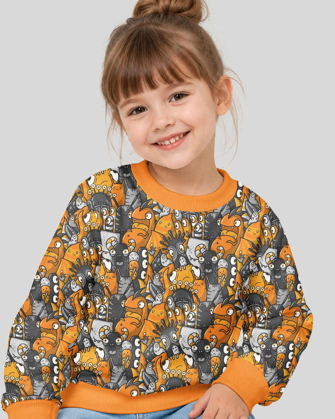 Colorful Doodle Monster Friends Bamboo Crewneck Sweatshirt