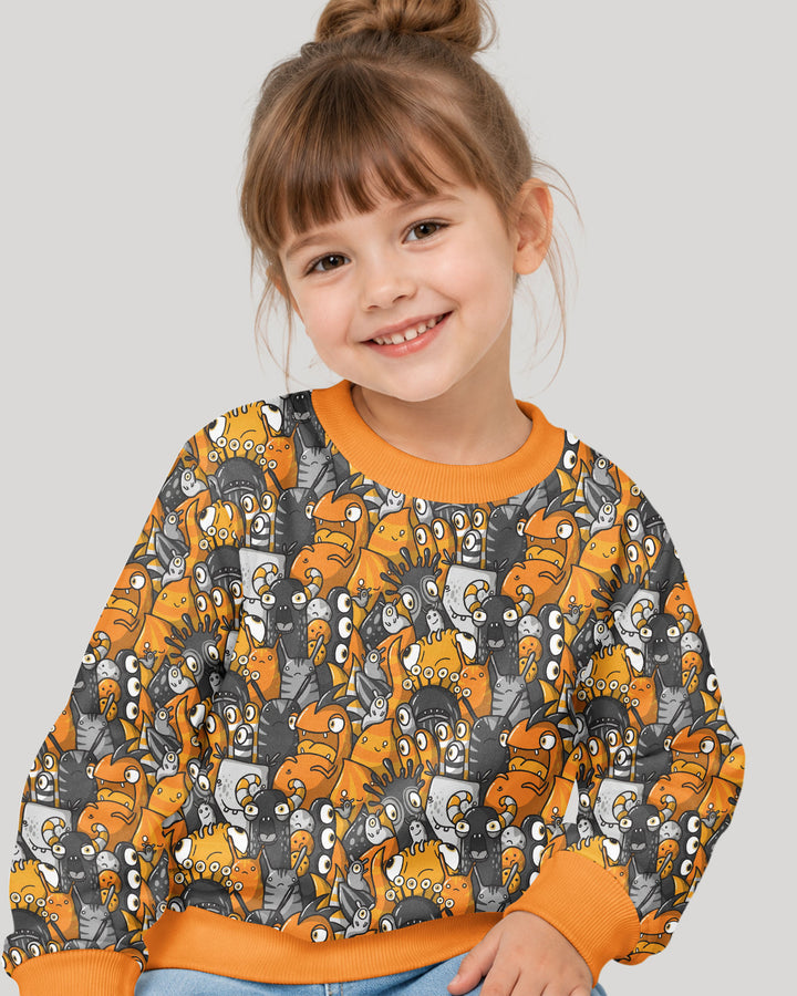 Colorful Doodle Monster Friends Bamboo Crewneck Sweatshirt