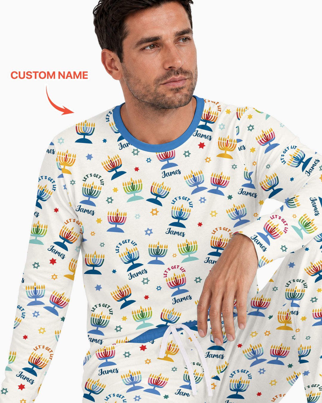 Let's Get Lit Hanukkah Bamboo Men's Pajama Set
