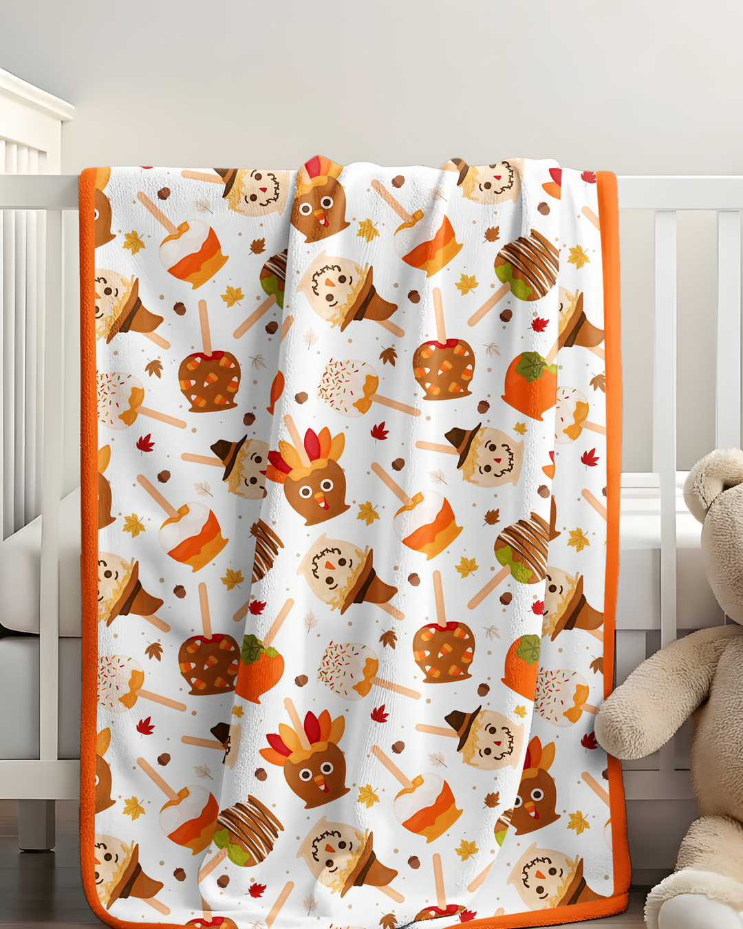 Fall Caramel Apple Family Matching Bamboo Blanket