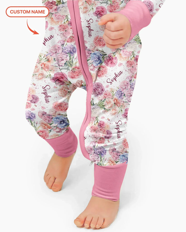 Custom Name Birth Month Flowers Bamboo Convertible Zippy
