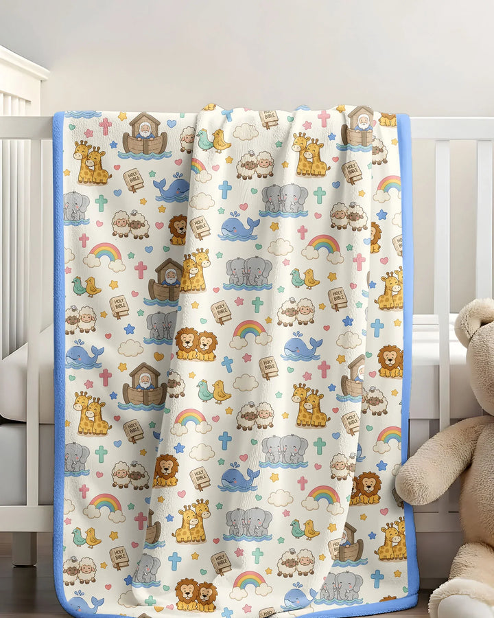 Noah's Ark Jesus Loves Me Bamboo Blanket