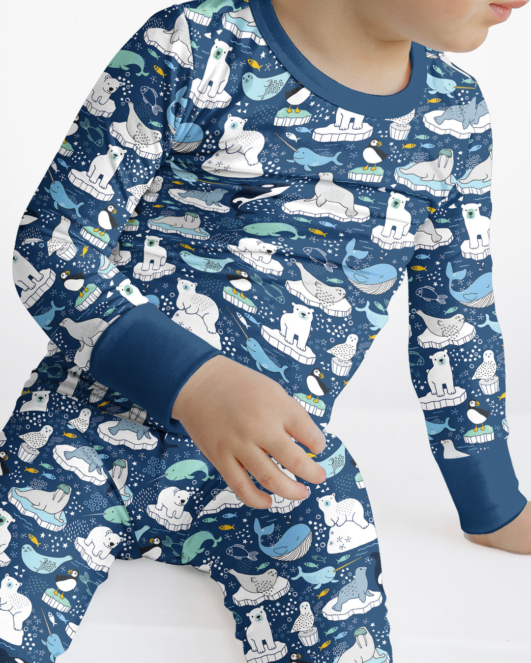 Animal Icebergs Bamboo Two Piece Long Sleeve Pajama Set