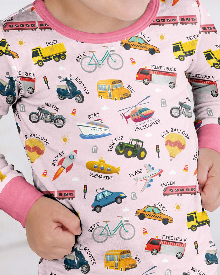 Vehicle Vocabulary Bamboo Two Piece Long Sleeve Pajama Set