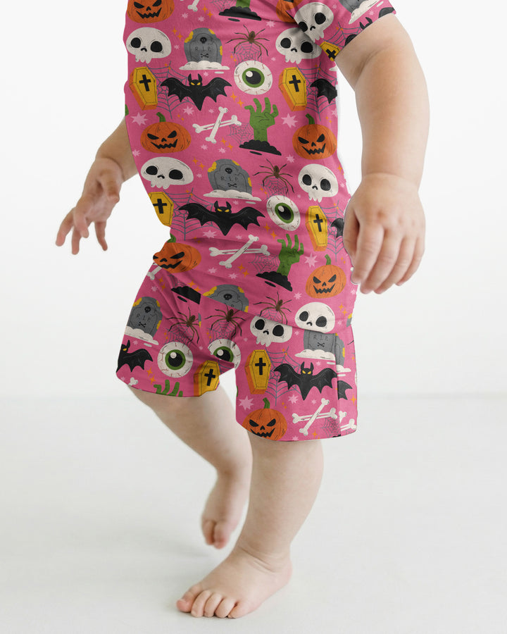 Little Monsters Bamboo Two Piece Short Sleeve Shorts Pyjamas Set For Halloween