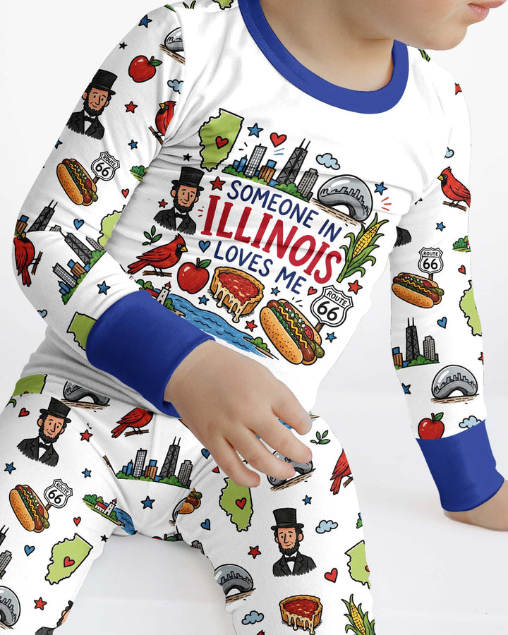 Someone in Illinois Loves Me Bamboo Two Piece Long Sleeve Pajama Set