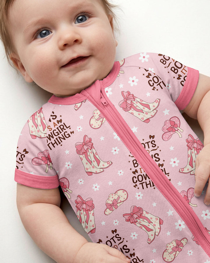 Western Cowgirl Boots And Bows Bamboo Shorty Zippy