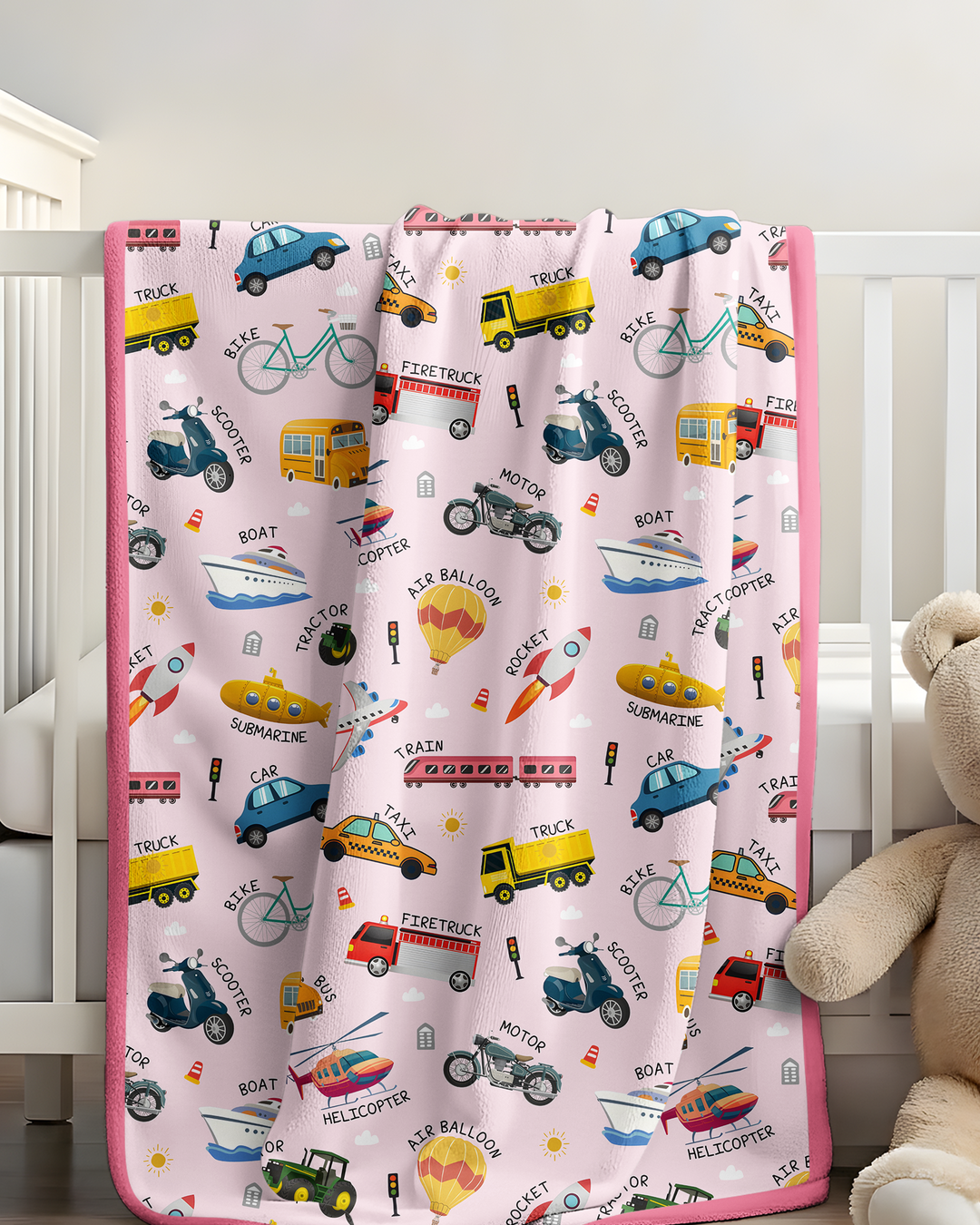 Vehicle Vocabulary Bamboo Blanket
