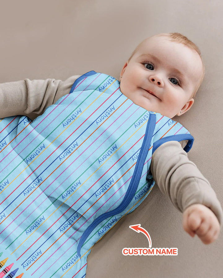 Custom Name Crayon Lines Bamboo Sleep Bag