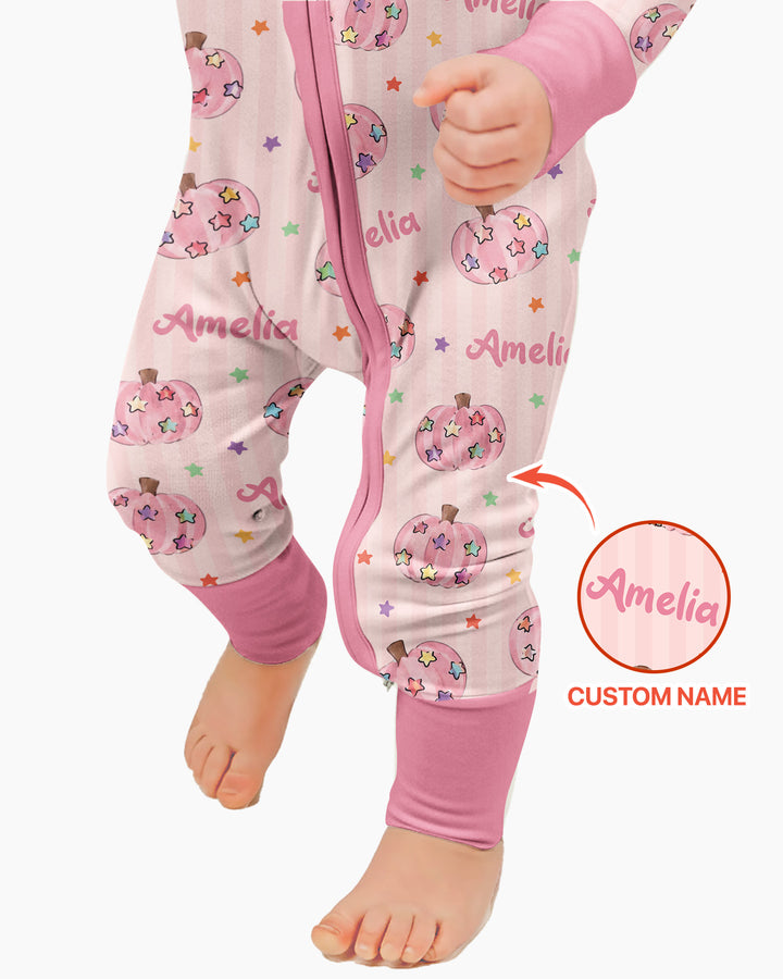 Colorful Star Pumpkin Custom Name Bamboo Convertible Zippy