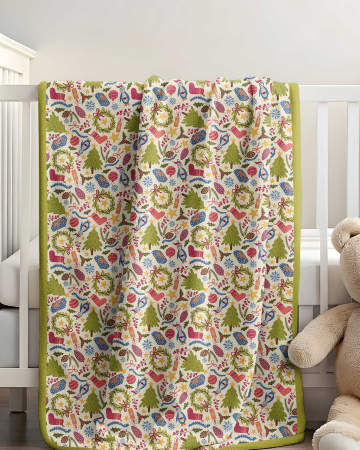 All Over Christmas Fun Bamboo Blanket