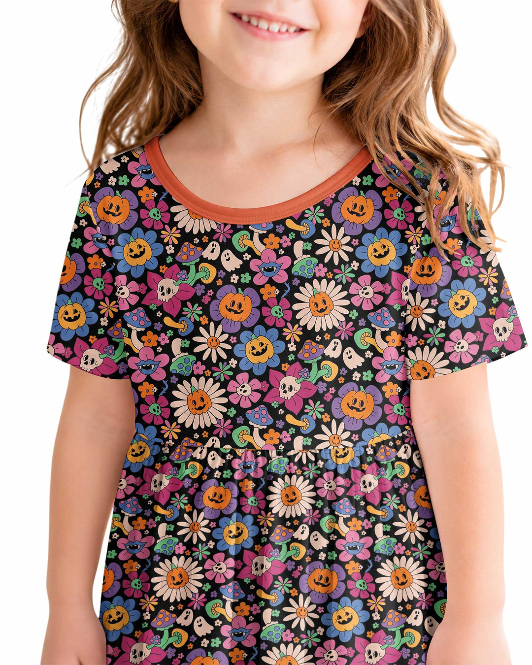 Halloween Flowers Bamboo Twirl Dress