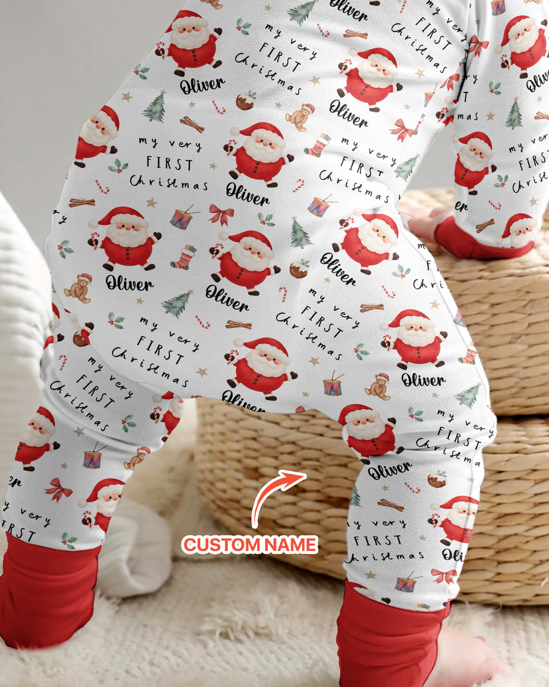 Custom Name My Very First Christmas Santa  Bamboo Convertible Zippy