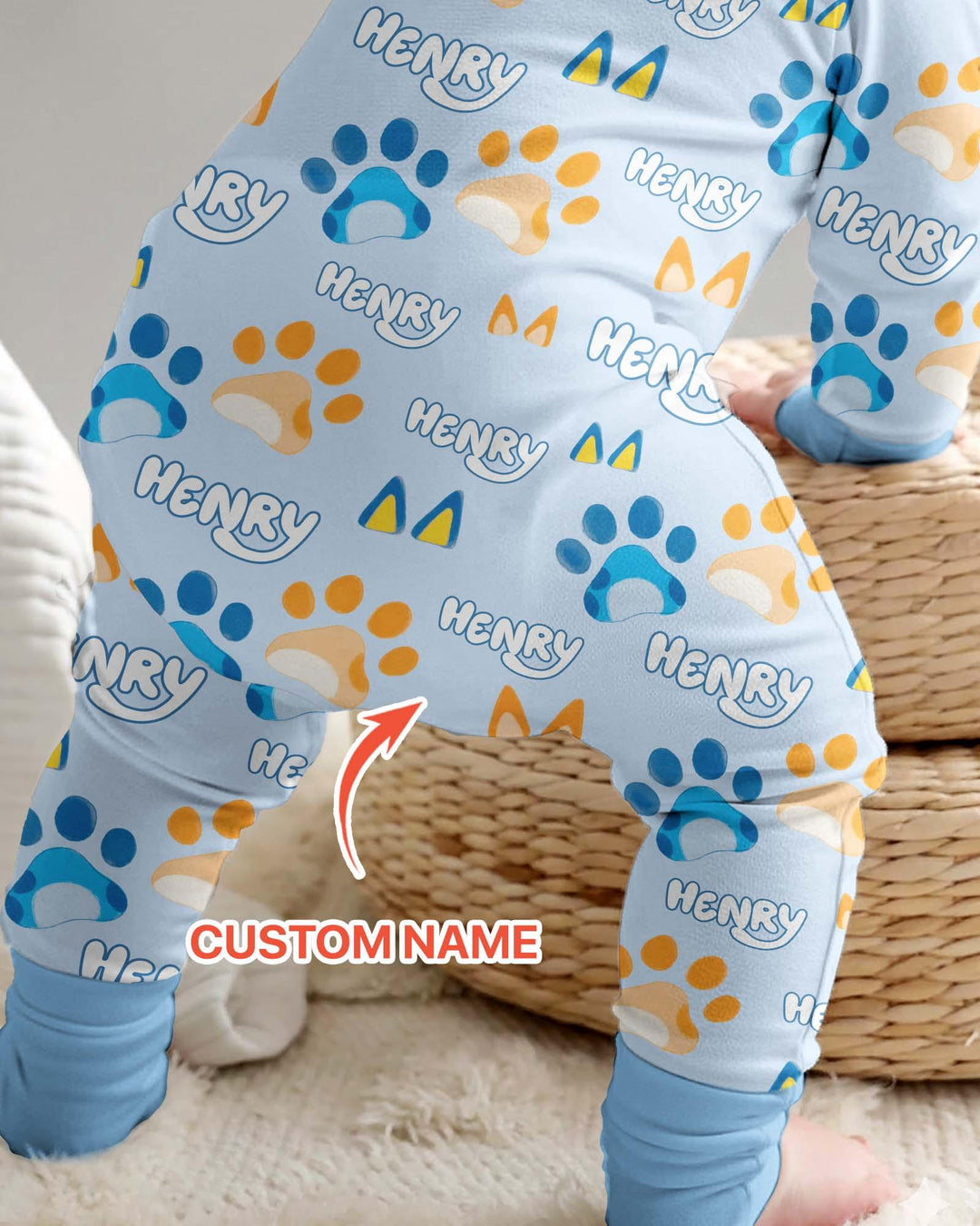 Custom Name Favourite Blue Dog Family Matching Bamboo Convertible Zippy
