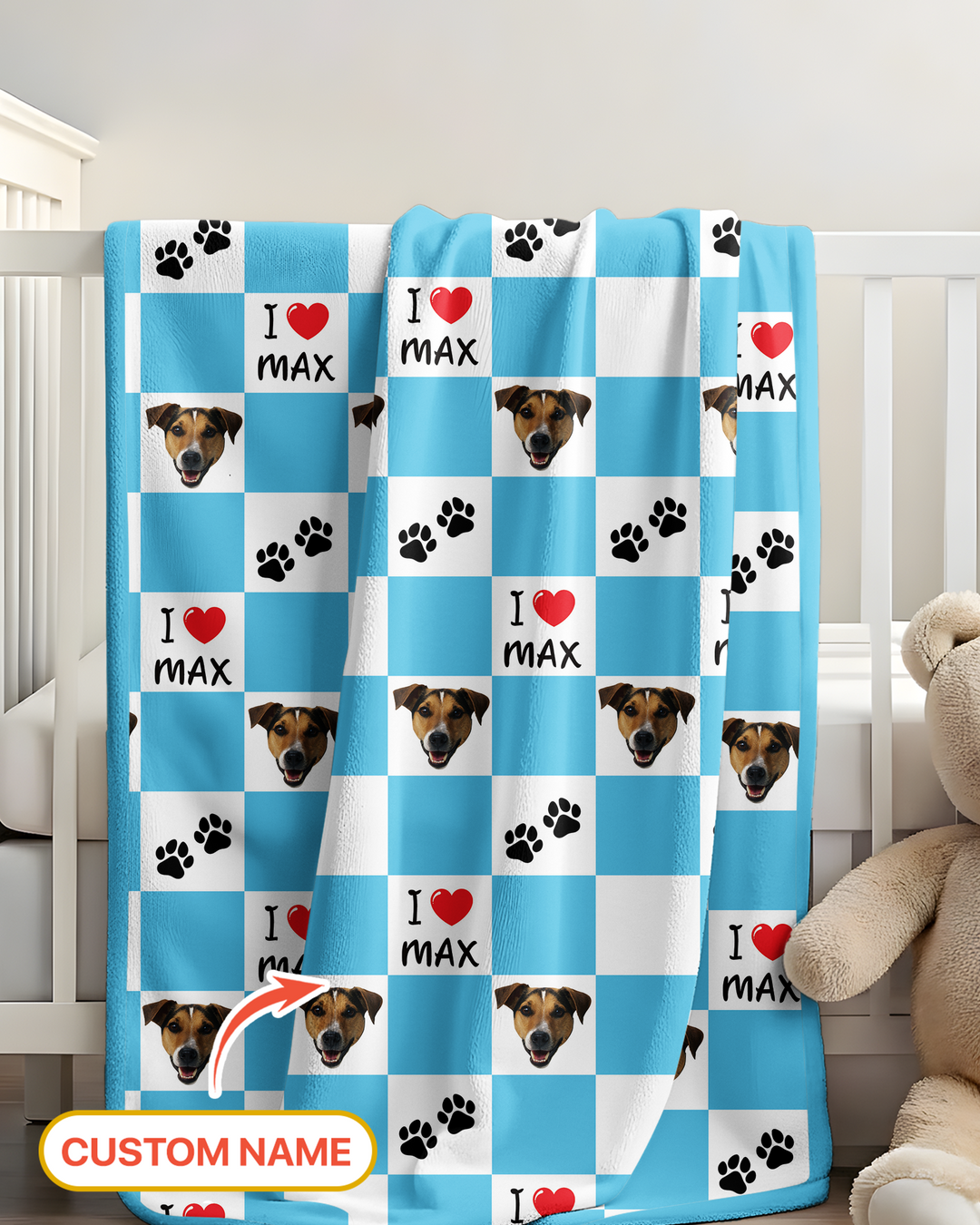 Custom Photo I Love My Best Friend Dog/Cat Bamboo Blanket