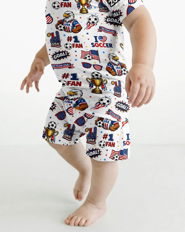 USA Soccer 2026 Party Bamboo Two Piece Short Sleeve Shorts Pajama Set