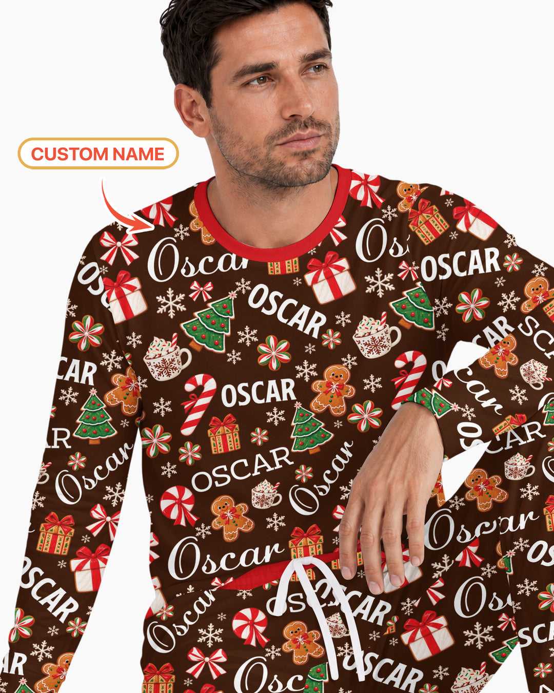 Merry Christmas Custom Name Bamboo Men's Pajama Set