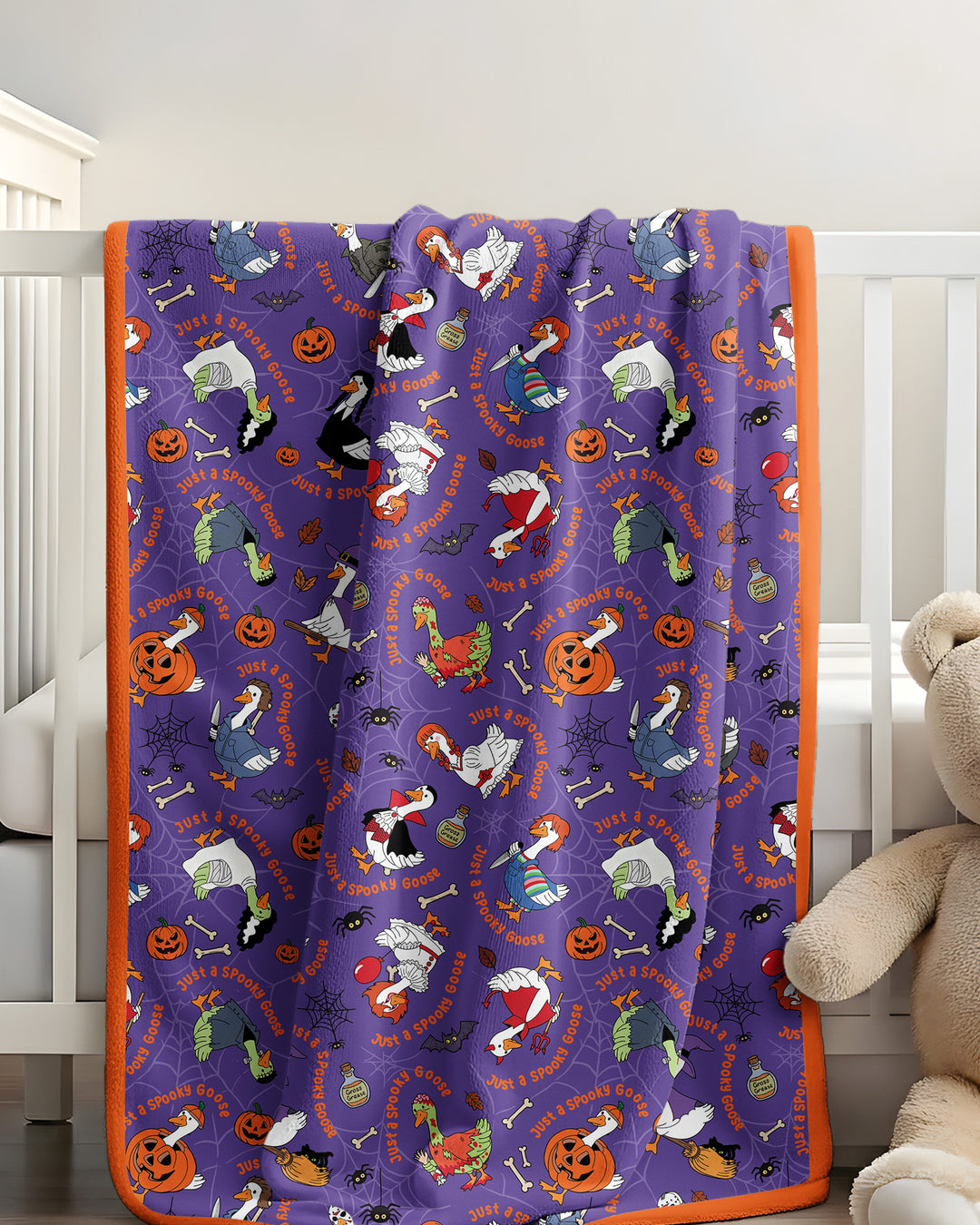 Just A Spooky Goose Family Matching Bamboo Blanket