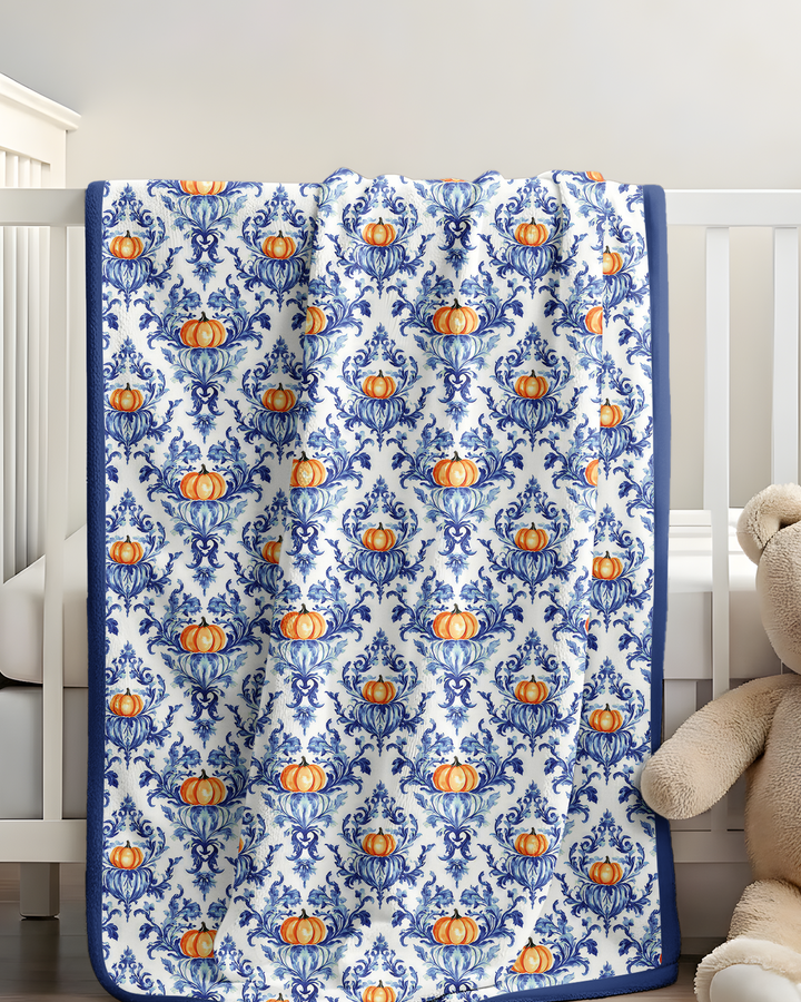 Pumpkin Toile Family Matching Bamboo Blanket