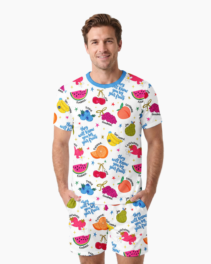 They Will Know You By Your Fruits Men Short Sleeve Short Pajama Set