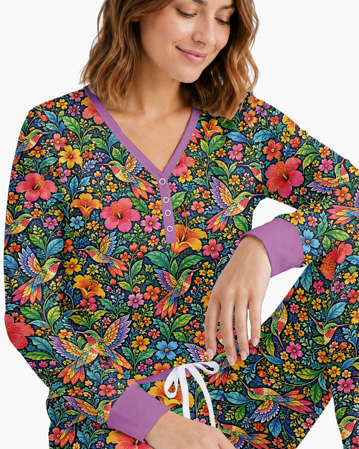 Hummingbird Paradise Bamboo Women Pajama Set