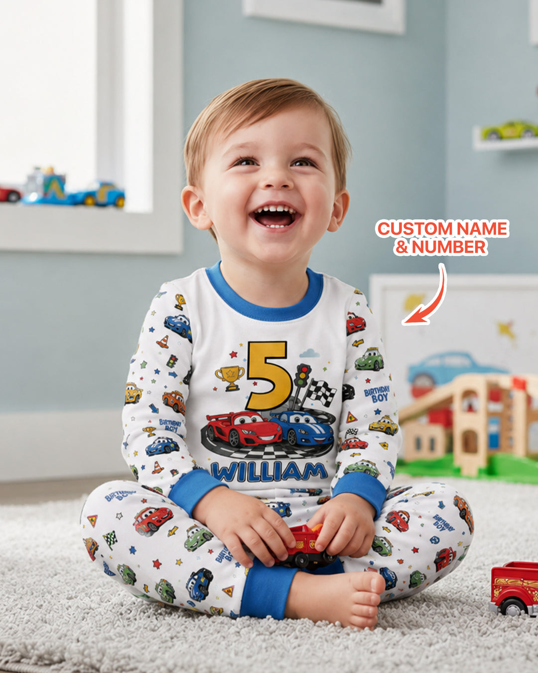 Birthday Racing Adventure Bamboo Two Piece Long Sleeve Pajama Set