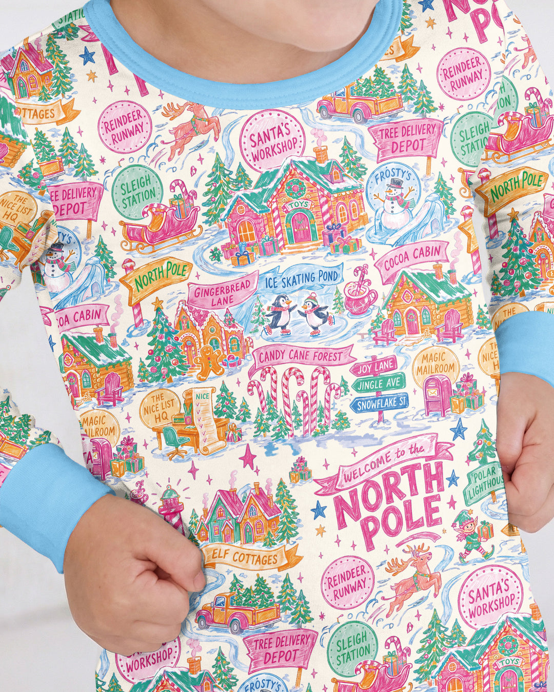 Pink North Pole Wonderland Bamboo Two Piece Long Sleeve Pajama Set