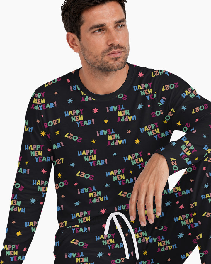 Retro Happy New Year 2027 Bamboo Men's Pajama Set