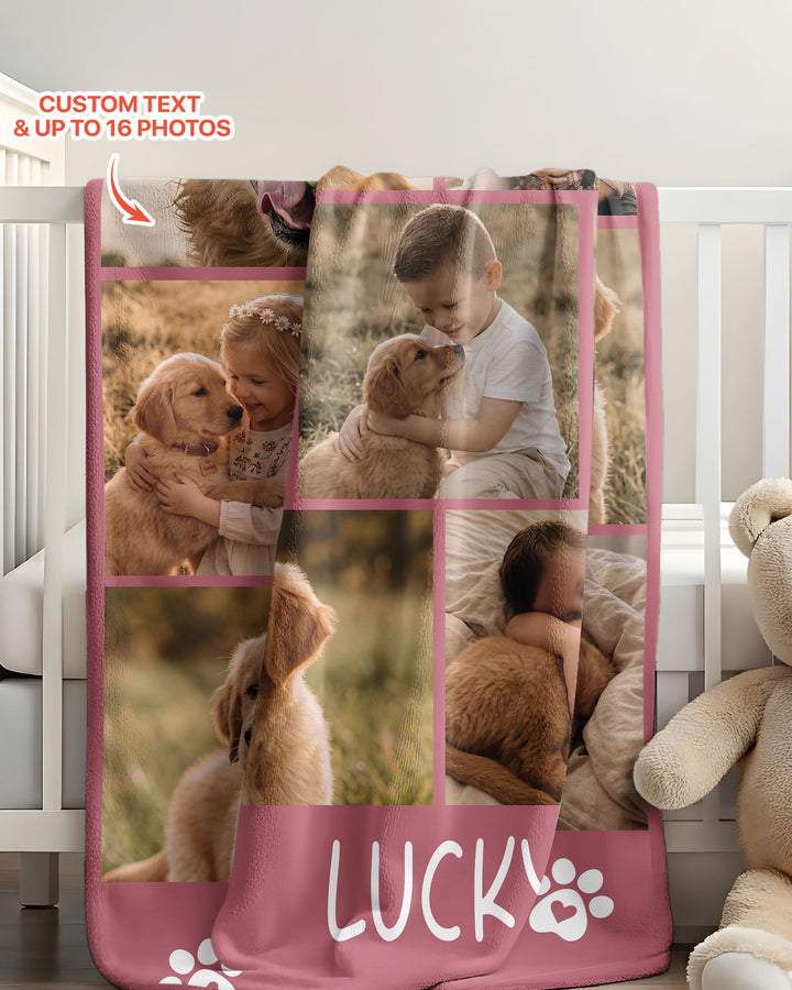 Custom Pet Photo Collage Bamboo Blanket