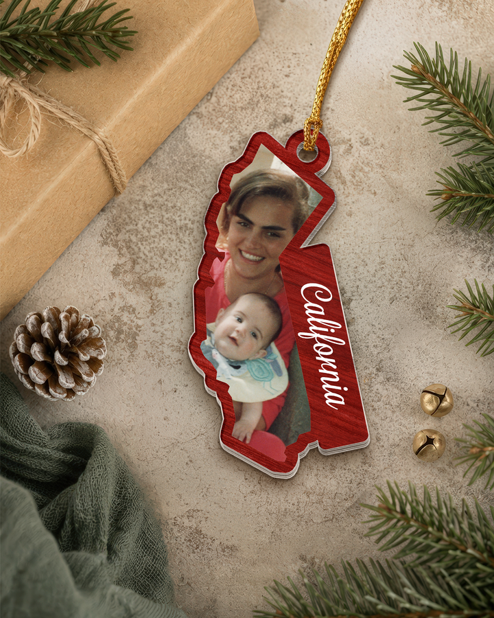 State Photo Frame Acrylic Ornament