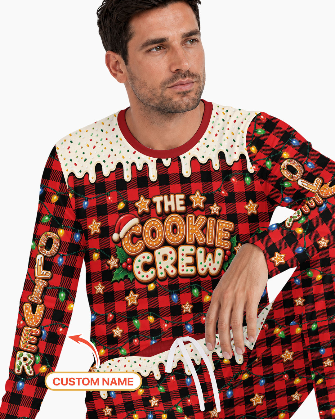 The Cookie Crew Custom Gingerbread Letter Bamboo Men's Pajama Set