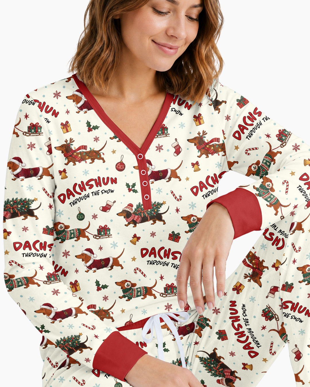 Dachshund Through The Snow Bamboo Women Pajama Set