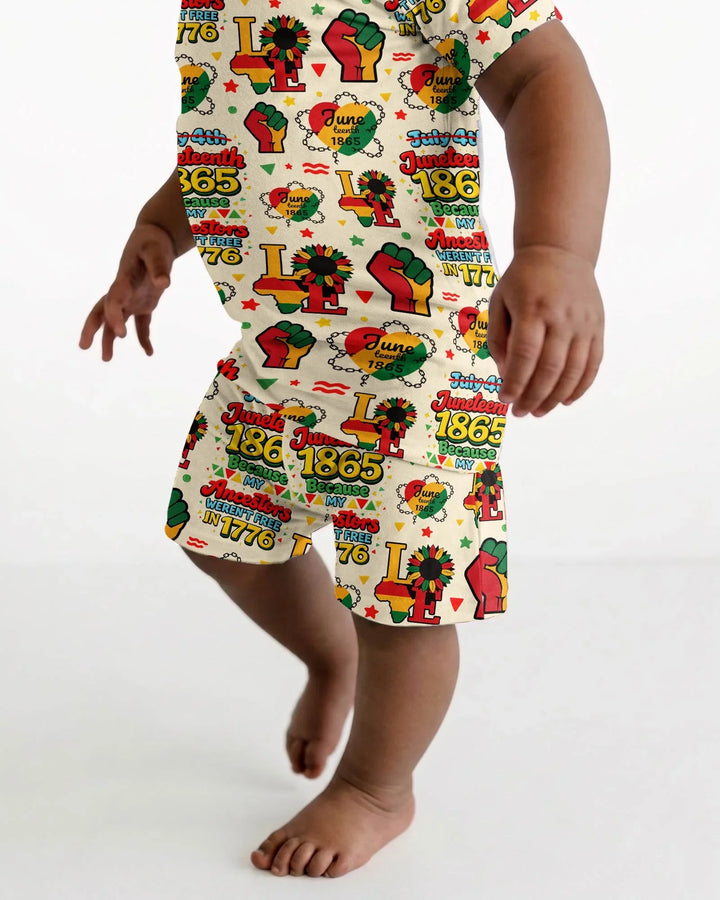 Juneteenth 1865 Because My Ancestors Weren't Free In 1776 Bamboo Two Piece Short Sleeve Shorts Pajama Set