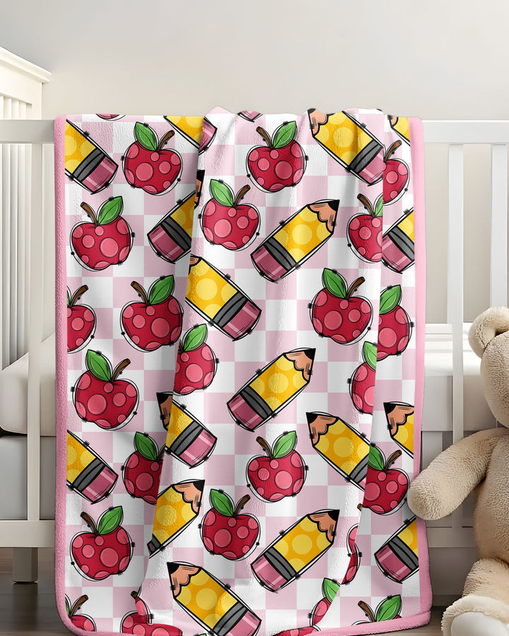 Checkered Apple Scribbles Bamboo Blanket