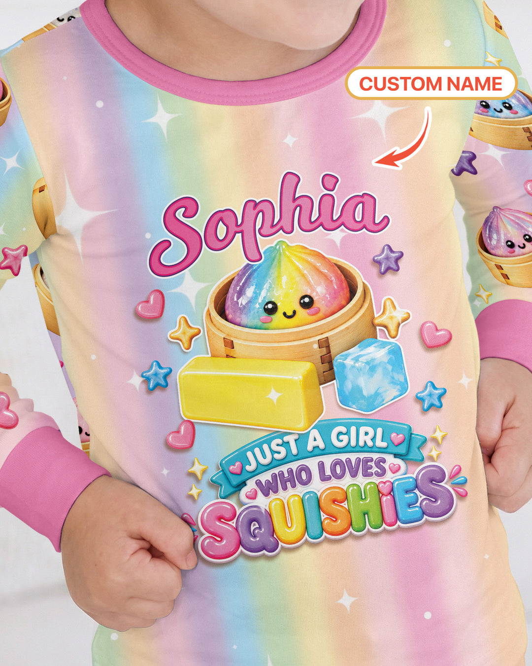 Just A Girl Who Loves Squishy Custom Name Bamboo Two Piece Long Sleeve Pajama Set