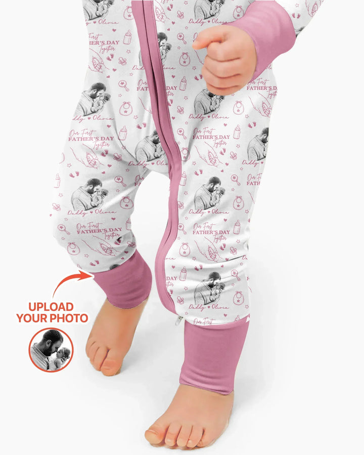 Custom Photo Our First Father's Day Together Bamboo Convertible Zippy