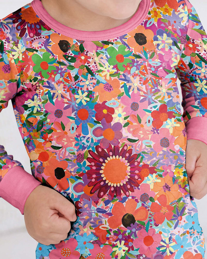Rainbow Blooms Bamboo Two Piece Pyjamas Set