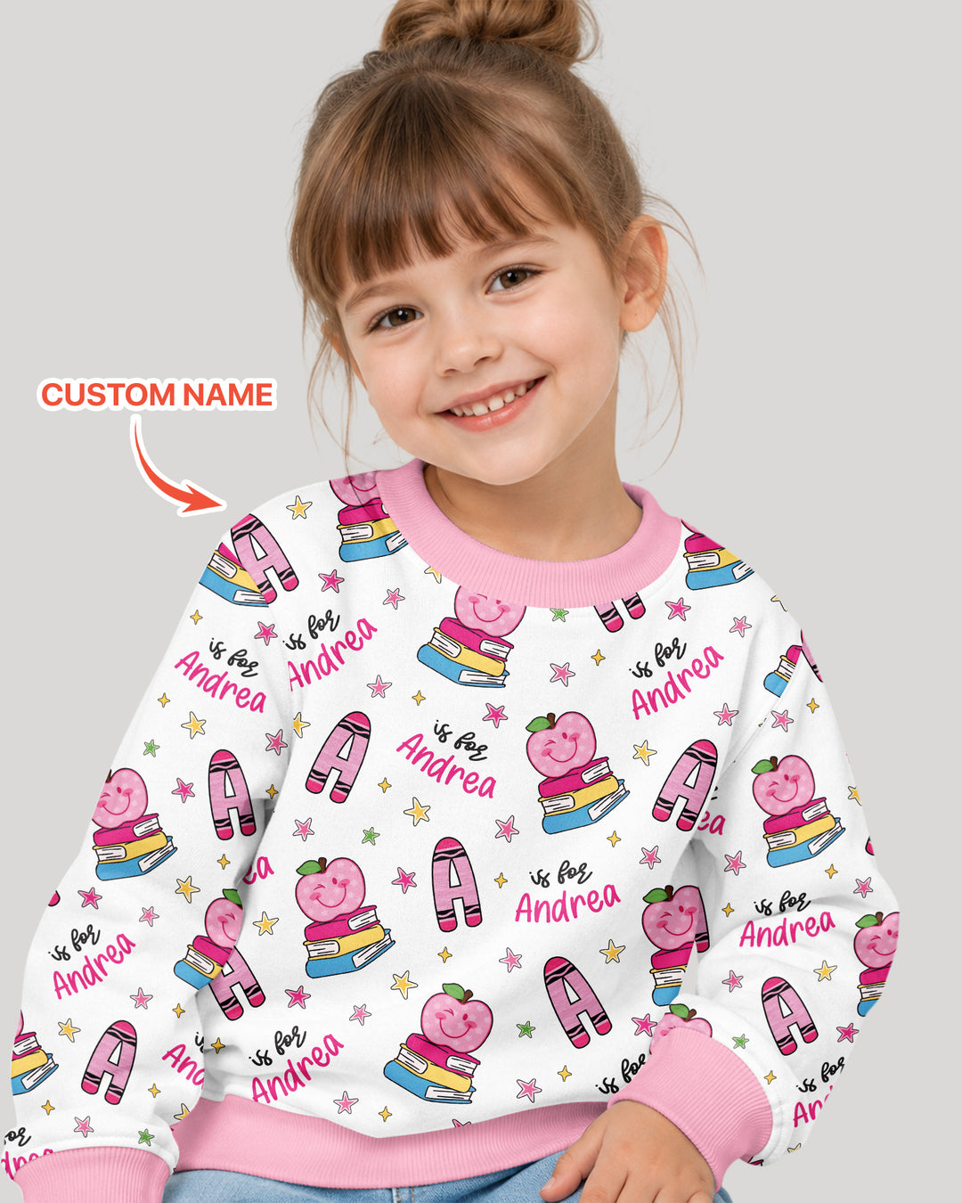 Custom Name Crayon Alphabet Bamboo Crewneck Sweatshirt