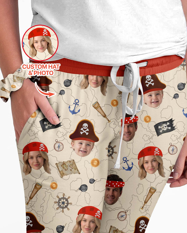 Custom Photo Treasure Map Adventures Family Matching Bamboo Women Pajama Set