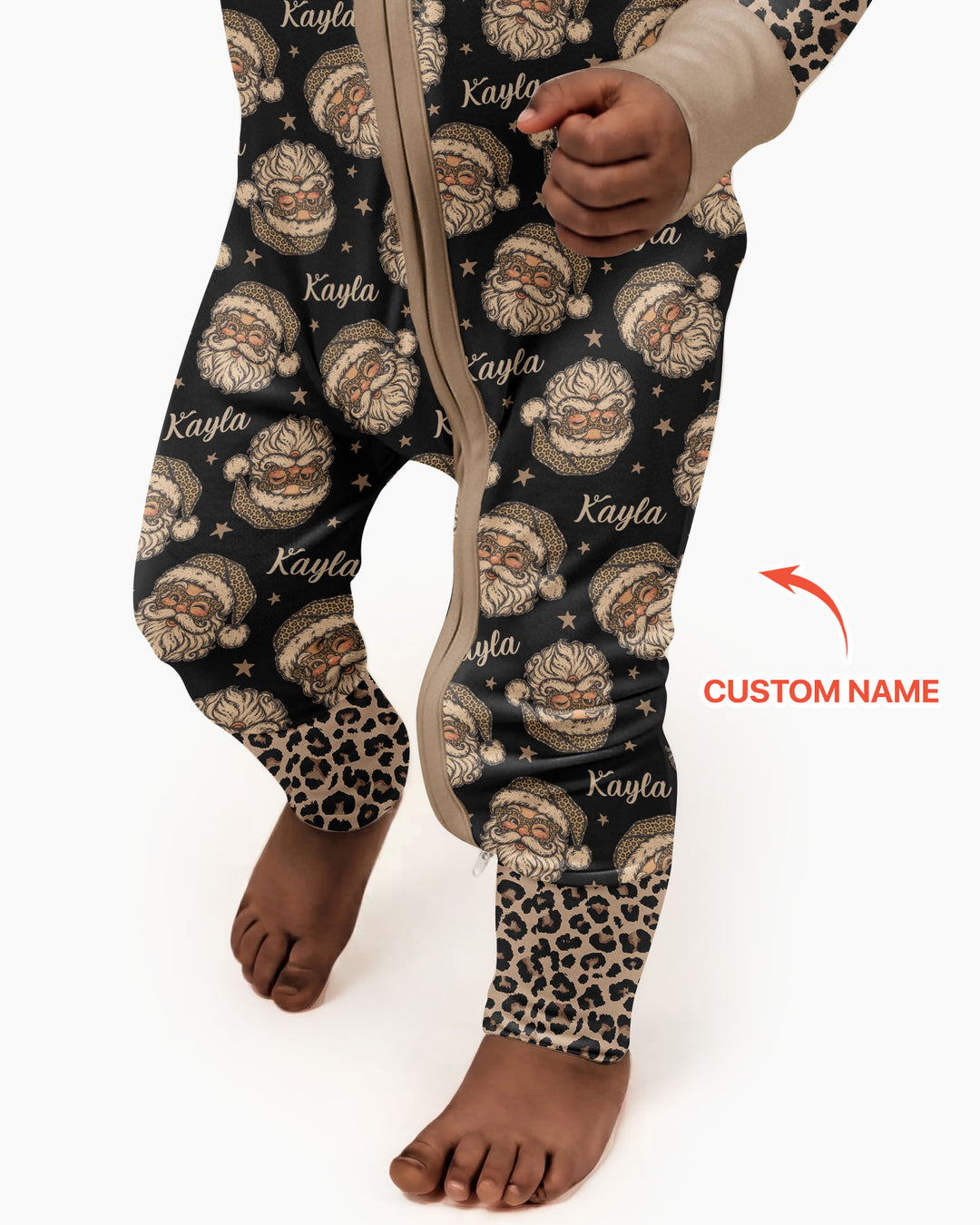 Custom Name Vintage Leopard Santa Bamboo Convertible Zippy