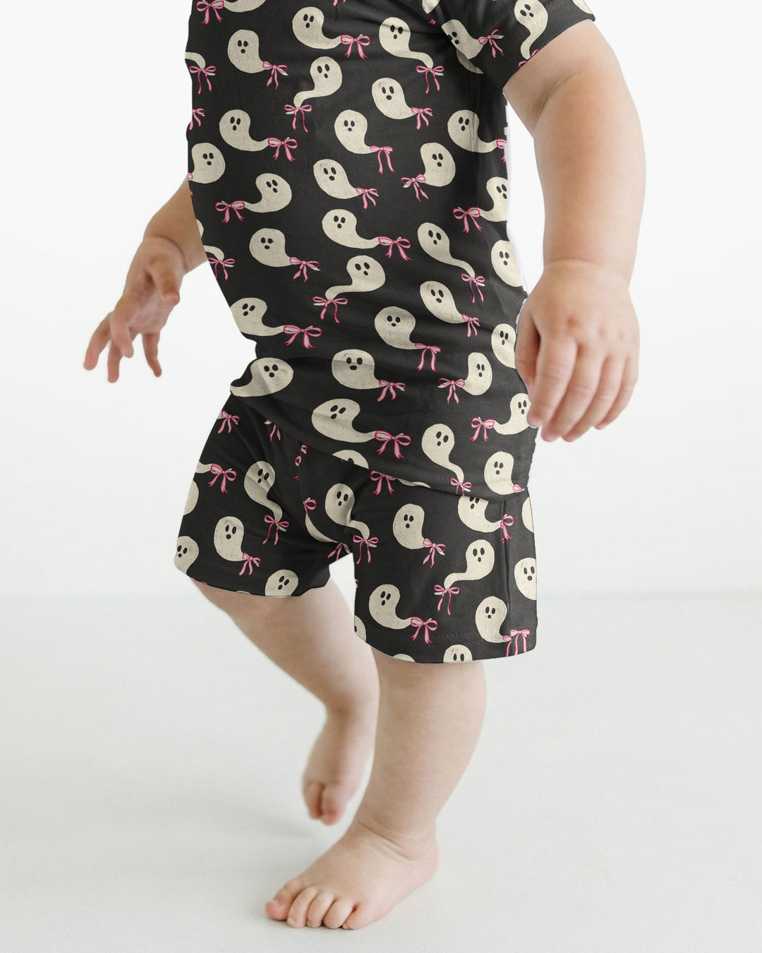 Little Ghosts Bamboo Two Piece Short Sleeve Shorts Pyjamas Set For Halloween