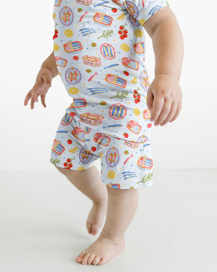 Preppy Sardines Bamboo Two Piece Short Sleeve Shorts Pajama Set