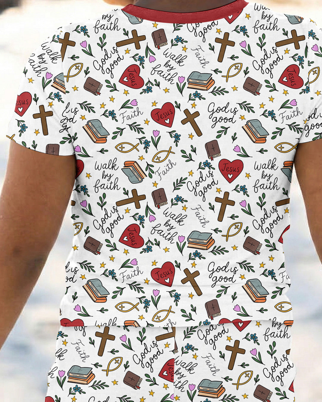 Love Jesus God Is Good Bamboo Two Piece Short Sleeve Pajama Set