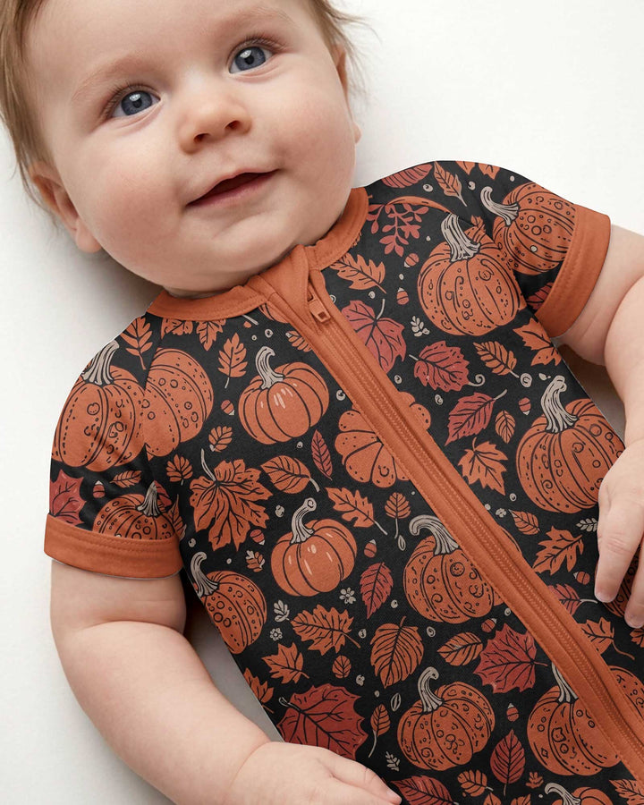 Retro Halloween Pumpkins Bamboo Shorty Zippy