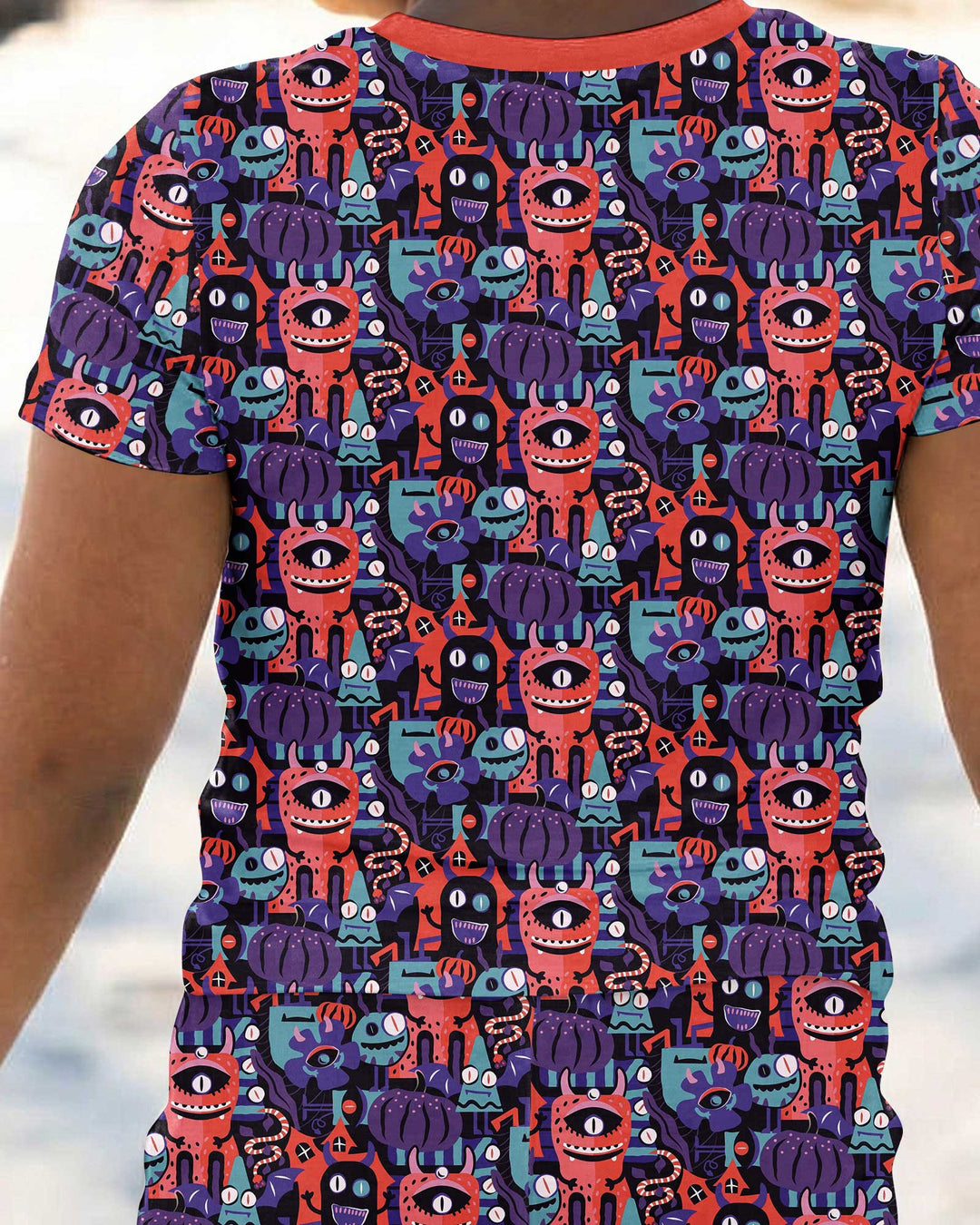 Halloween Multi Eyed Monsters Bamboo Two Piece Short Sleeve Pajama Set