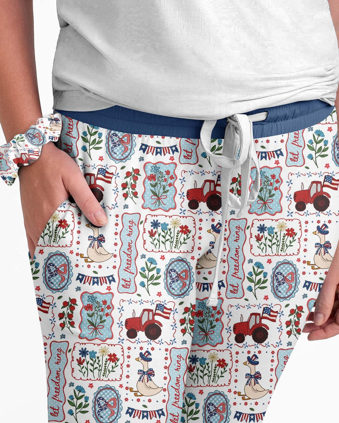 Patriotic USA Silly Goose Family Matching Bamboo Women Pajama Set