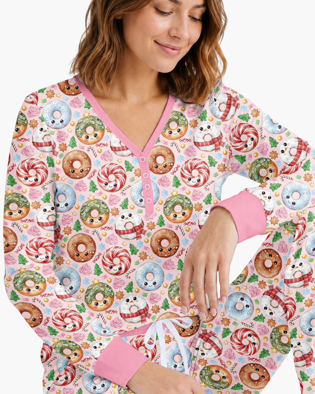 Kawaii Christmas Donuts Bamboo Women Pajama Set